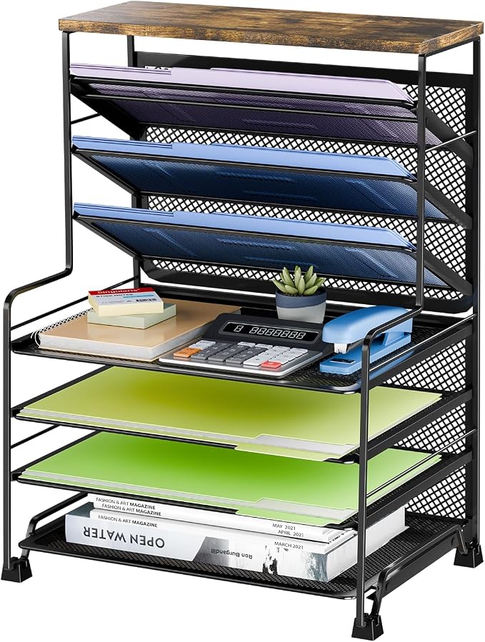 Simple Trending 8-Tier Desk File Organizer for Office, Home or School, Black by SimpleTrending