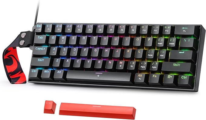 Redragon K617 HE Wired Hall-Effect Rapid Trigger Magnetic Gaming Keyboard | 8K Polling Adjustable Actuation, 61 Keys Design for More Room to Aim, Swap-Ready Socket for Mod, RGB Pro Software Supported by REDRAGON