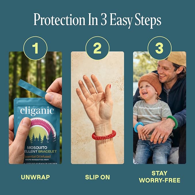 Cliganic 40 Pack Mosquito Repellent Bracelets for Adults & Kids (Rainbow Colors) - Natural DEET-Free Bands, Individually Wrapped - Image 7