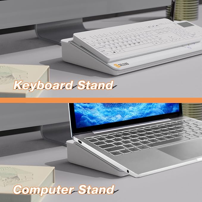 SELEAD Desktop Glass Whiteboard with Calculator & Built-in Mirror, Dry Erase White Board Computer Pad Keyboard Stand with Organizer Drawer, Desk Accessories for Home, School, Office - Image 6