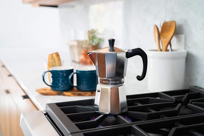 Bellemain Stovetop Espresso Maker, Italian Moka Pot, 3-Cup Silver | Classic aluminum design brews rich espresso at home or camping, with an easy-to-use and easy-to-clean design. - Image 3