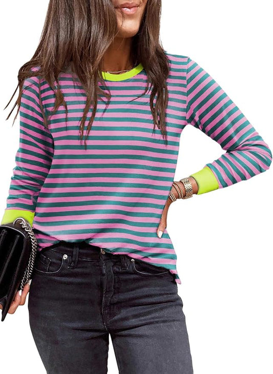 EVALESS Womens Crewneck Long Sleeve Tops Casual Polka Dots Tops Fall 2026 Tshirts Shirts by EVALESS