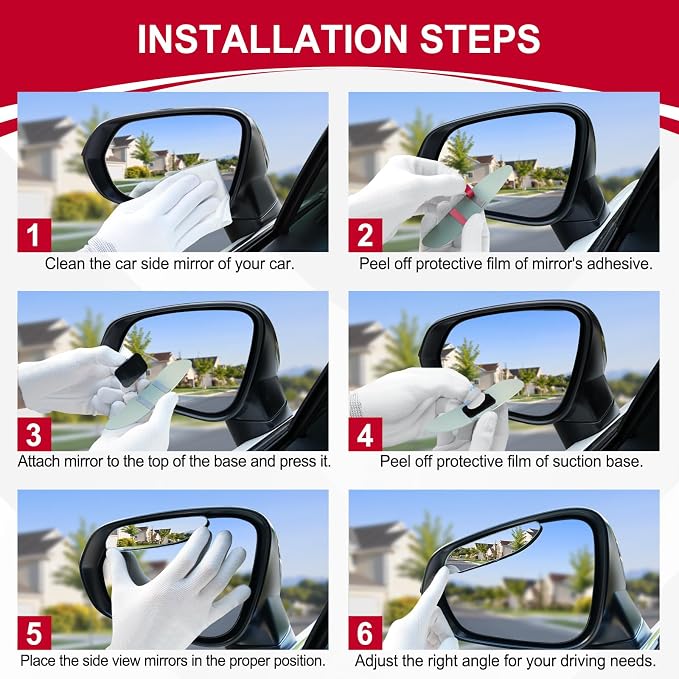 LivTee Long Blind Spot Mirror, Strip HD Glass Frameless Convex Rear View Mirrors Exterior Accessories with Wide Angle Adjustable Stick for Car SUV and Trucks, Pack of 2 - Image 4