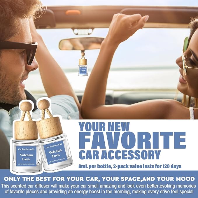 HoogaLife Car Air Freshener Diffuser 2 Pack Hanging Air Freshener Diffuser - VoIeano Lava Fragrance Oil Air D iffuser for Car, 45+ Days Long Lasting Fragrance Made in USA (V53) - Image 3