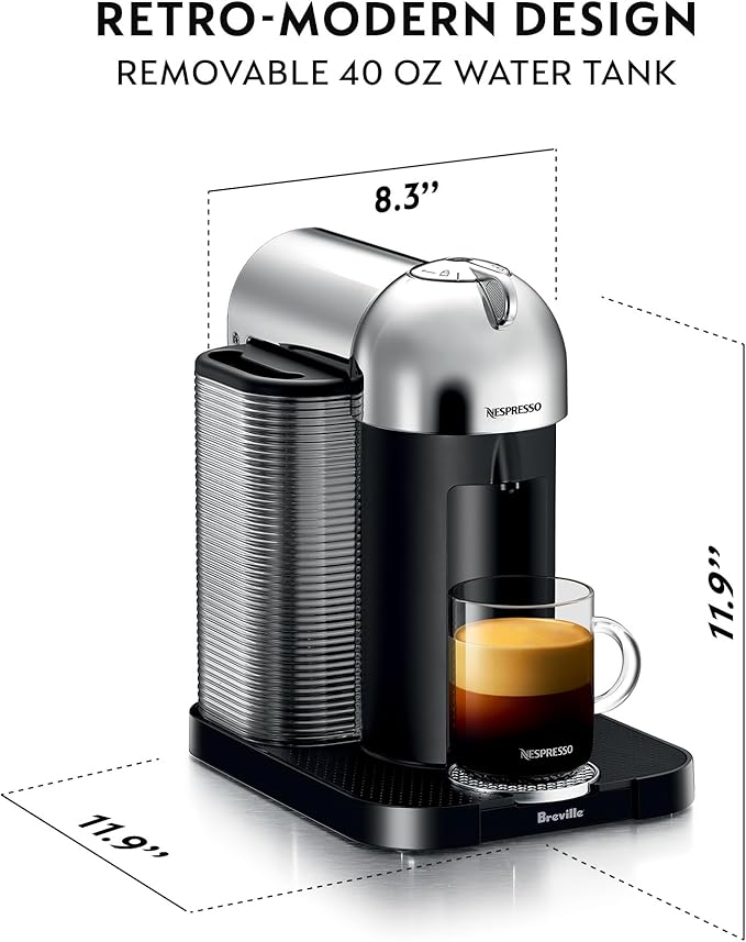 Nespresso Vertuo Coffee and Espresso Maker by Breville, Chrome with Aeroccino Milk Frother - Image 5