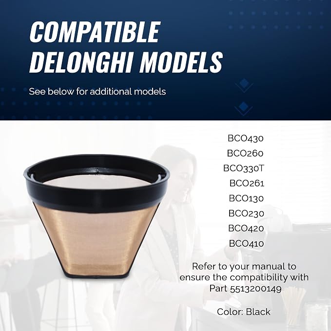 Delonghi Coffee Filter Replacement - Delonghi 5513200149 Coffee Filter - Espresso Machine and Coffee Maker Compatible - Reusable Gold Filter - 1 Count - Image 3