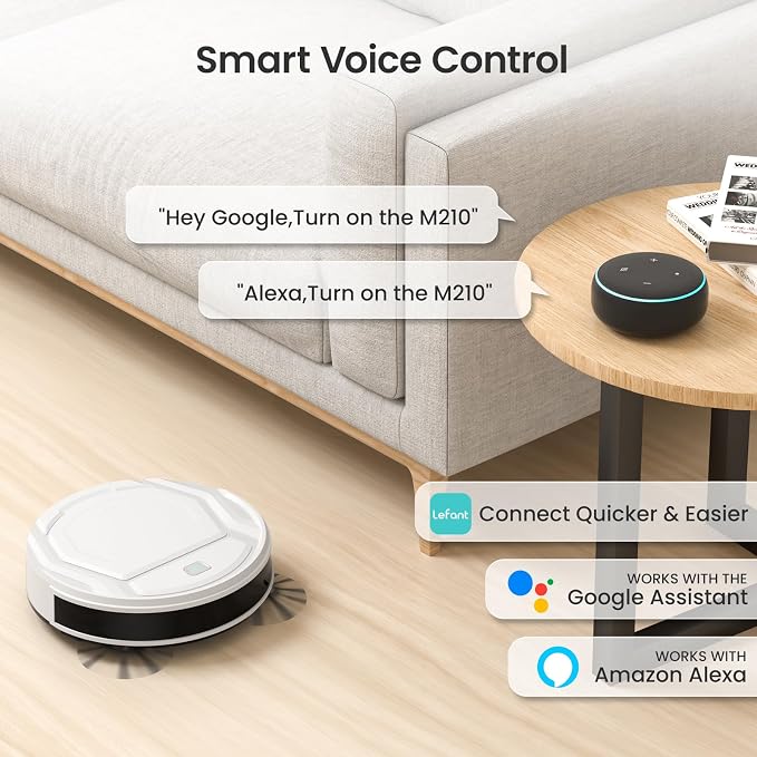 Lefant Robot Vacuum Cleaner, Strong Suction, 120 Mins Runtime, Slim, Low Noise, Automatic Self-Charging, Wi-Fi/App/Alexa Control, Ideal for Pet Hair Hard Floor and Daily Cleaning, M210 - Image 7