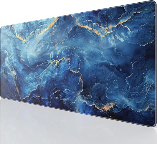 KTRIO Large Gaming Mouse Pad, Desk Mat, 31.5 x 15.7 in, Blue Marble, XXL | Smooth Micro-Weave Surface, Artistic Pattern Design, Non-Slip Rubber Base, Durable Stitched Edges, Office & Home Use by KTRIO