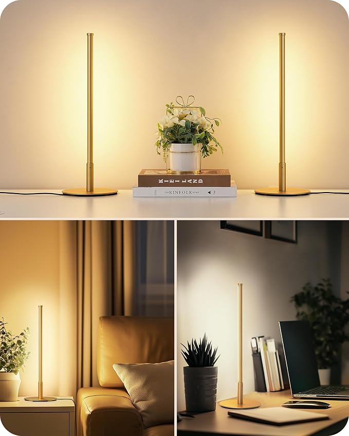 EDISHINE LED Table Lamp Set of 2, Modern Desk Lamps for Living Room, Gold | Stepless Dimmable, Metal Finish, 3 Color Temperature, 6W, Ideal for Bedroom, Corner - Image 8