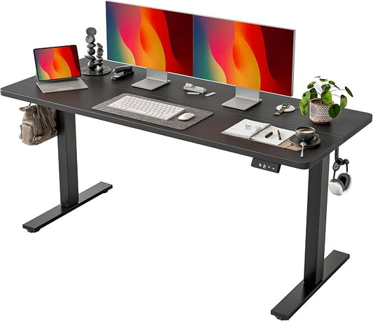 TIQLAB Standing Desk 63 x 24 inch, Electric Height Adjustable with Splice Board, Sit Stand Desk, for Home Office, Black by TIQLAB
