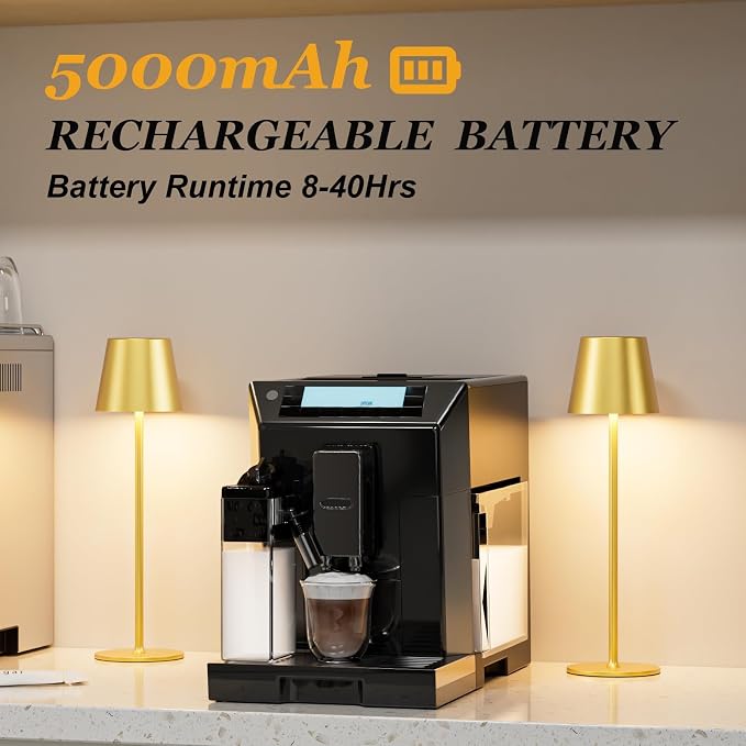 Kakanuo 20" Cordless Table Lamp Rechargeable Gold - 2 Pack 5000mAH Battery Operated Lamp for Counter, 3 Color Stepless Dimming Wireless Lamp for Dining Kitchen, Outdoor Patio, Touch Control - Image 5