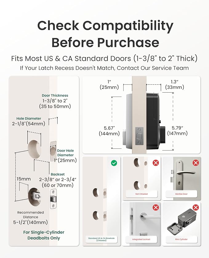 DESLOC Smart Door Lock B200, Smart Deadbolt Lock, Keyless Entry Door Lock, Fingerprint Smart Lock, Smart Locks for Front Door, App Control, Touchscreen Keypad Deadbolts,12-Month Battery, BHMA Grade3 - Image 7