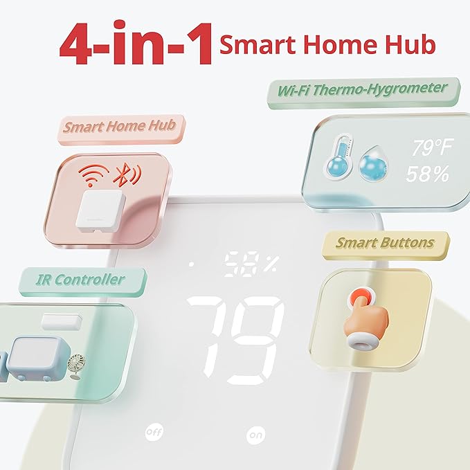SwitchBot Hub 2 (2nd Gen), Work as a WiFi Thermometer Hygrometer, IR Remote Control, Smart Remote and Light Sensor, Link SwitchBot to Wi-Fi (Support 2.4GHz), Alexa, Google Home, Apple Home Compatible - Image 2