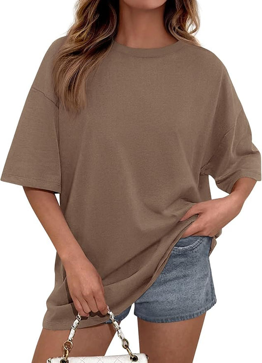 PRETTYGARDEN Womens 2026 Spring Going Out Tops Casual Short Sleeve Crewneck Loose Fit Basic Oversized T Shirts Summer Outfits by PRETTYGARDEN