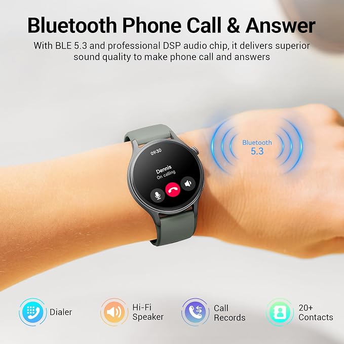 Fitpolo Smart Watch for Men Women,1.3" AMOLED Touchscreen Fitness Tracker, Make/Answer Calls, Heart Rate SpO2 Monitor, 3ATM Waterproof, Sleep & Activity Tracking Smartwatch for Android Phones iPhone - Image 3