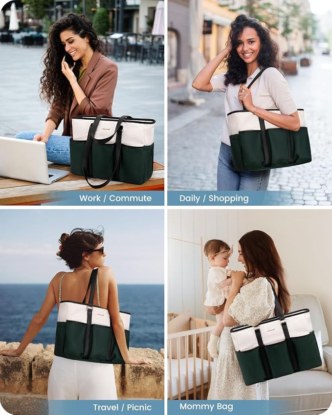 LOVEVOOK Work Tote Bag for Women, Teacher Tote Bag Nurse Bag With Large Cup Holder, Large Computer Purse Handbag, On The Go Tote Carryall - Image 9