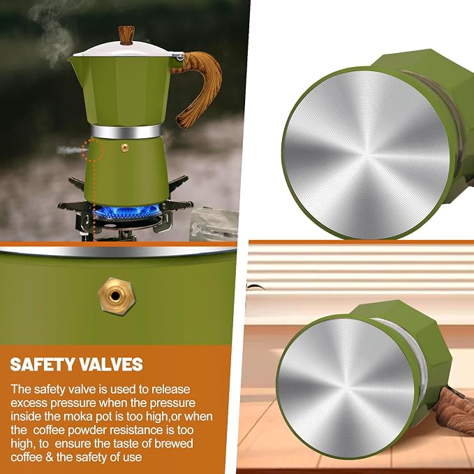 6 Cup Aluminum Espresso Stovetop Moka Pot Express Coffee Maker Percolator Italian Classic Mocha Coffee Machine for Italian and Cuban Cafe Brewing for Home & Camping 300ml 10oz - Image 6