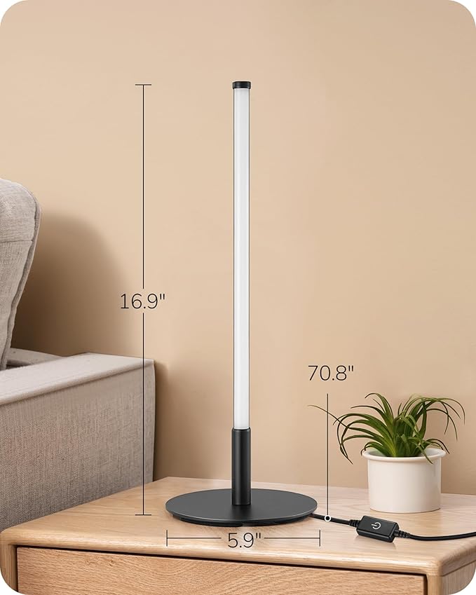 EDISHINE Upgraded LED Table Lamp Set of 2, Stepless Dimmable Bedside Lamps with Metal Finish & 3 Color Temperature, 6W Modern Desk Lamps, Black Nightstand Lamp for Bedroom, Living Room, Corner, Gift | Stepless Dimmable, Metal Finish, 3 Color Temperatur... - Image 6