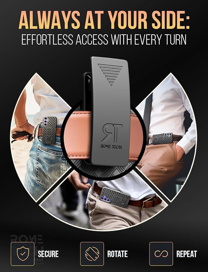 Designed for Samsung Galaxy S24 Plus Case with Belt Clip Holster | Rugged Holster & Protective Phone Case Combo with Anti-Slip Texture - Black - Image 5