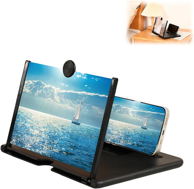 Smartphone Screen Magnifier, 3D HD Mobile Phone Magnifier Projector Screen Enlarger for Movies, Videos, and Gaming, Foldable Cell Phone Stand with Screen Amplifier, Supports All Smartphones (10Inch) by Unknown