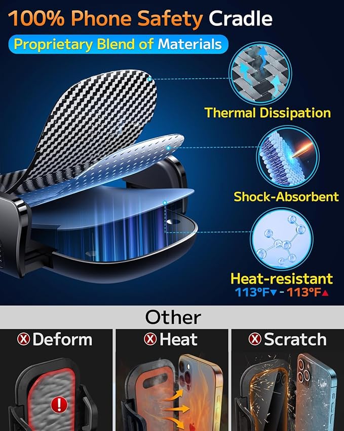 Qifutan Car Phone Holder Mount Phone Mount for Car Windshield Dashboard Air Vent Universal Hands Free Automobile Cell Phone Holder Fit for iPhone Smartphone Camera Mounts - Image 4