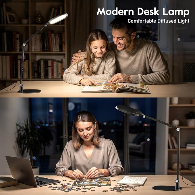 LitONES LED Desk Lamp for Home Office, Soft Edge-lit Design - Modern Style | Eye-Caring Diffused Light, Professional Computer Light for Reading, Crafts & Zoom, Dimmable with 30 Modes, Memory & Timer - Image 7