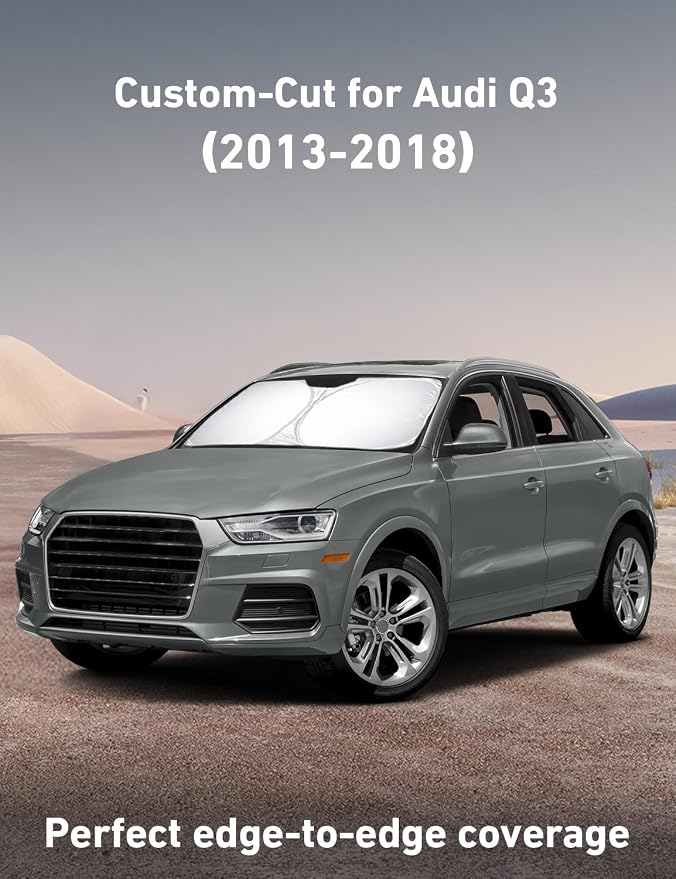 EcoNour Windshield Sunshade Compatible for Audi Q3 2013-2016 2017 2018, Sun Visor for Front Windshield & Window Sun Shade Cover, UV Heat Blocker & Protector, Car Accessories - Image 2