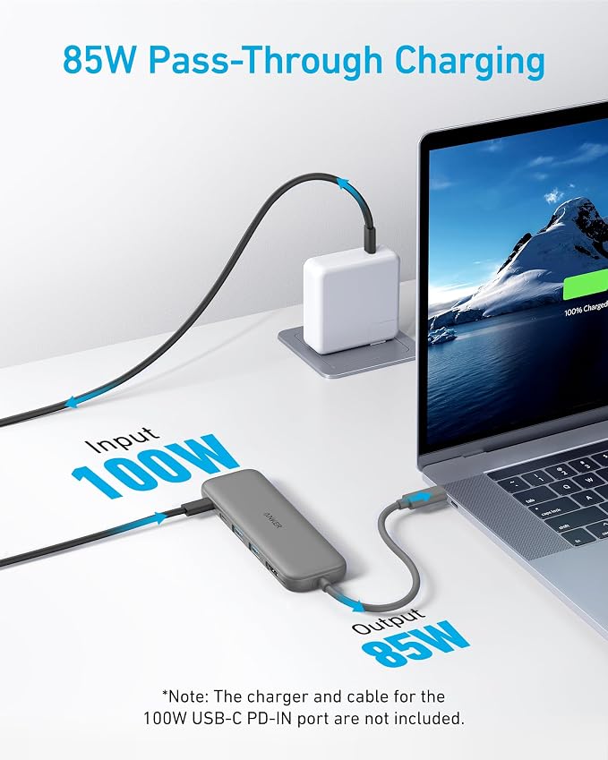 Anker USB C Hub, 5-in-1 USBC to HDMI Splitter with 4K Display | 85W Max PD, 1 Powered USB-C 5Gbps & 2 Powered USB-A 3.0 5Gbps Data Ports, for MacBook Pro, MacBook Air, Dell and More (Grey) - Image 3
