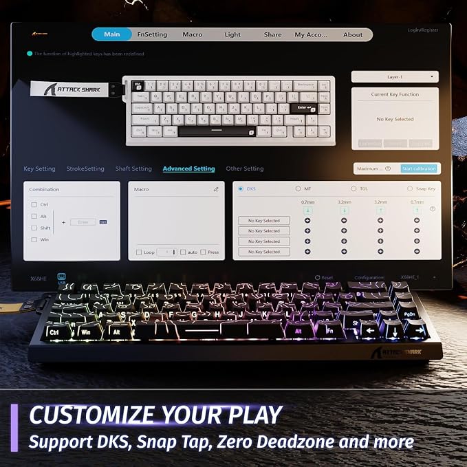 ATTACK SHARK X68HE RT Mechanical Gaming Keyboard 60% Wired TKL-BlackContour | Adjustable Actuation,Hall Effect Magnetic Switch,8KHz Polling Rate,RGB Backlit,Top Mount,Side Printed Keycap for PC Mac Gamer - Image 5