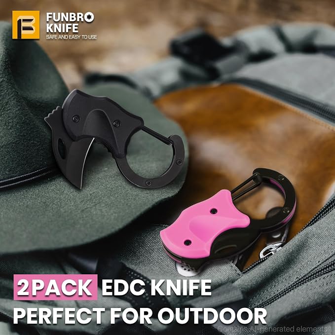 FUNBRO 2 Pack Small Pocket Knife Gifts for Men & Women | Folding Box Cutter, Birthday & Christmas Stocking Stuffers Gifts for Wife Husband Dad Mom (Black & Pink) - Image 7