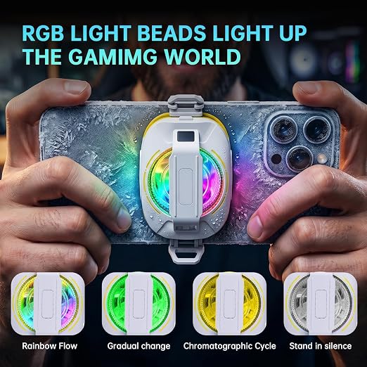 Cell Phone Cooler for Gaming, Magnetic Portable Rechargeable Battery Mobile Phones Radiator, Cellphone Fan Cooler with RGB Lights for iPhone Series, iPad Pro Tablet, Android, TikTok Live - Image 4