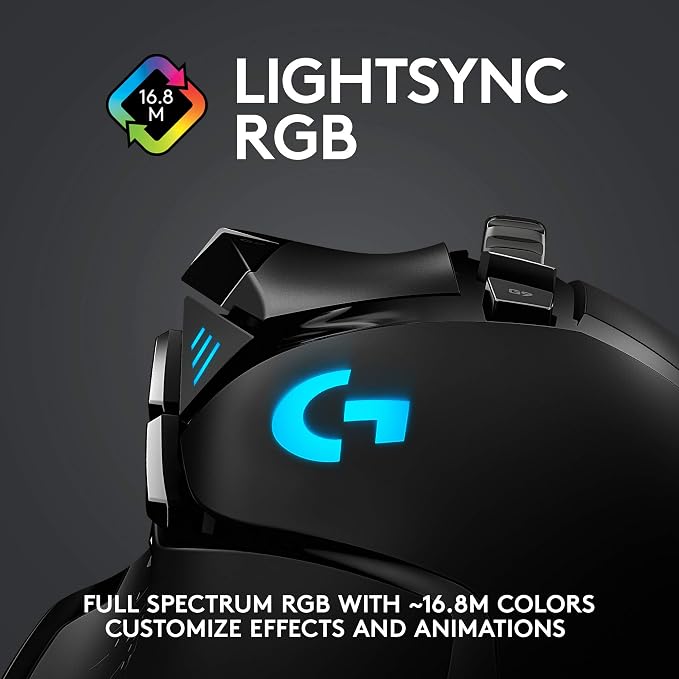 Logitech G502 Lightspeed Wireless Gaming Mouse - Black | RGB, Adjustable Weights, 11 Programmable Buttons, POWERPLAY Compatible, On-Board Memory, for PC/Mac - Image 8