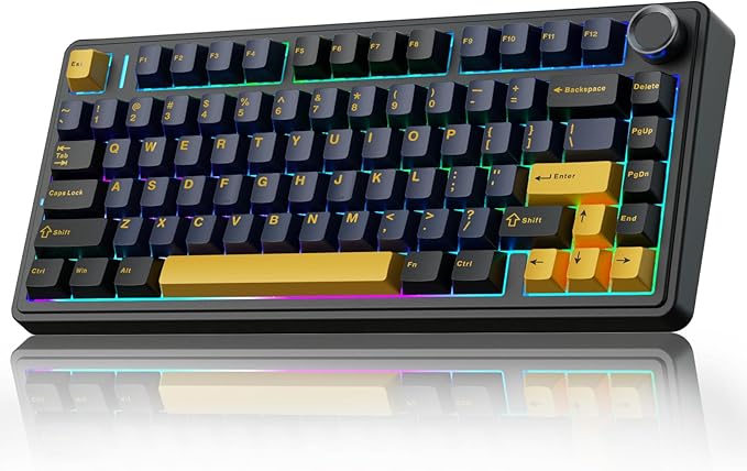 AULA F75 75% Wireless Mechanical Keyboard, Hot Swappable Creamy Keyboard, Pre-lubed Greywood Switches RGB Backlit Gaming Keyboards, 2.4GHz/Type-C/BT5.0(Cool Black) by AULA