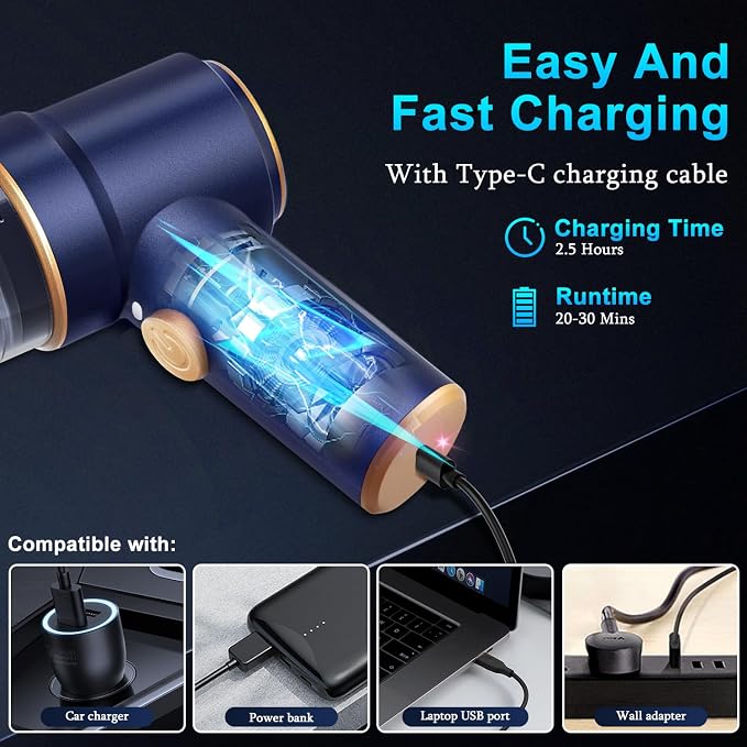 KMM Handheld Car Vacuum Cleaner, 9000Pa Vacuum Cleaner and Air Duster, 120W High Power Hand Held Vacuum with LED Light and Multi-Nozzles for Car, Home, Office, Pet - Image 4