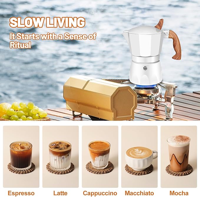 3 Cup Aluminum Espresso Stovetop Moka Pot Express Coffee Maker Percolator Italian Classic Mocha Coffee Machine for Italian and Cuban Cafe Brewing for Home & Camping 150ml 5oz - Image 7