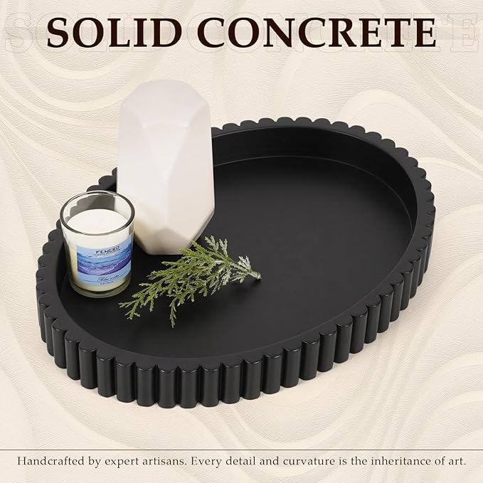 Oval Tray for Coffee Table Decor, 13" Concrete Tray, Table Centerpieces Decorative Trays for Home Decor, Modern Decorative Trays for Coffee Tables, Centerpiece Trays, Black - Image 6