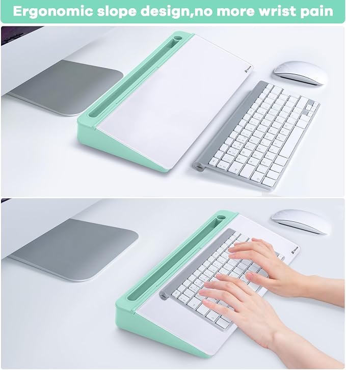 Varhomax Glass Desk Whiteboard with Storage, Desktop Dry Erase White Board to-do List Memo Keyboard Stand for Home Office and School Supplies (Green) - Image 6