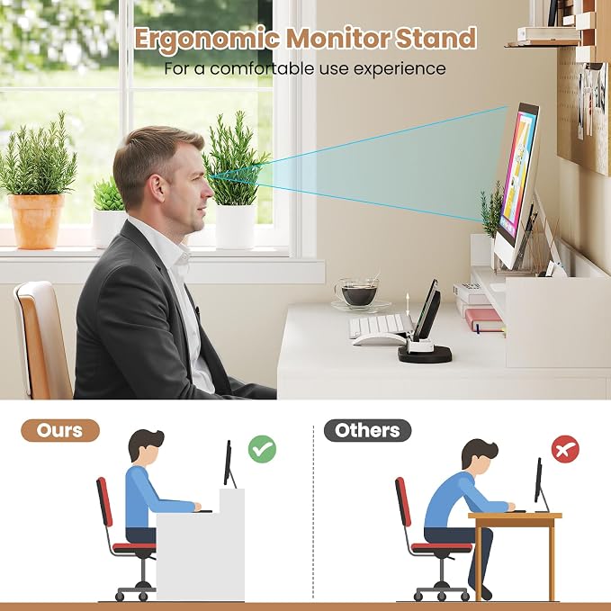 Giantex White Desk with Storage Shelves, 43" Home Office Computer Desk with Charging Station, Dual 3 Tier Bookshelf & Monitor Stand, PC Table Workstation, Modern Study Writing Desk for Bedroom, Dorm - Image 5