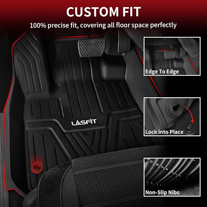 LASFIT Floor Mats & Trunk Mat with Backrest Mat for Honda Pilot 2023-2025 2026, Split & One-Piece Foldable Seating All Weather TPE Floor Liners 1st & 2nd & 3rd Row & Cargo Mat with Seatback Mat, Black - Image 3