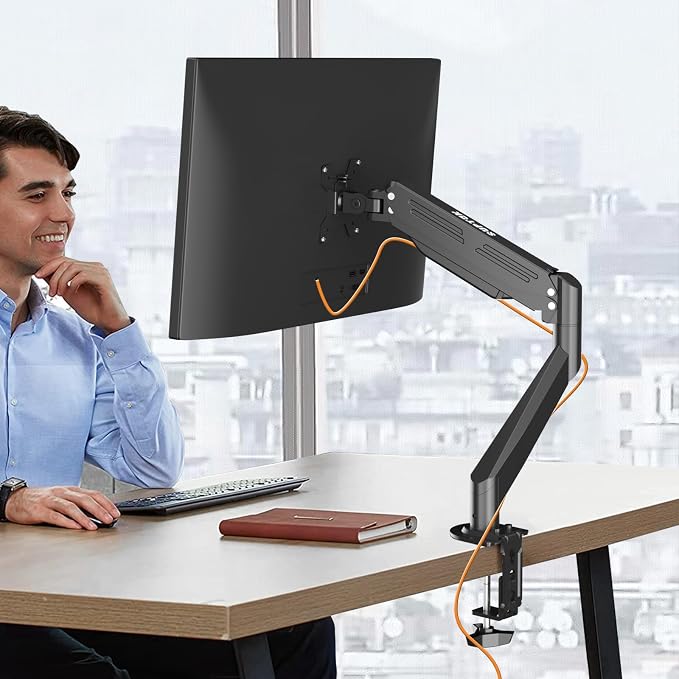 Bracwiser Monitor Mount 17-35 Inch Adjustable Gas Spring Desk Mount Stand Hold up to 24.25lbs with Clamp/Grommet Mounting Base (MD82) - Image 9