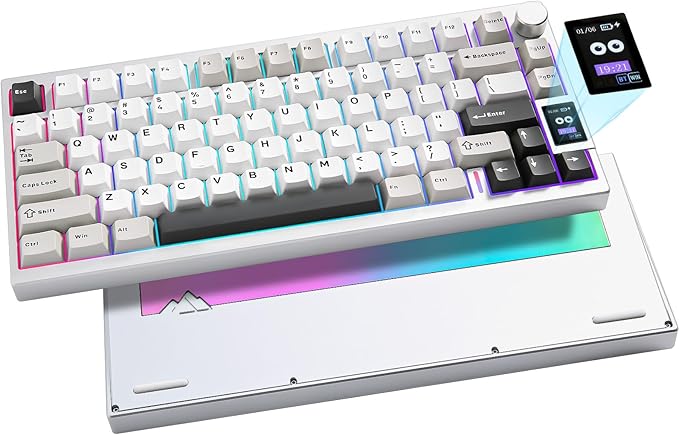 YUNZII AL80 75% Wireless Aluminum Mechanical Keyboard(Silver,Gateron Zero) | QMK/VIA, Smart LCD Display and Knob, Hot Swap, Gasket Structure, BT/2.4G/USB-C, RGB Keyboard for Gaming/Win/Mac by YUNZIIMECHANICALKEYBOARD
