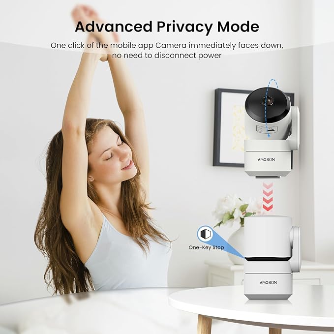 AMOROM Indoor Camera 2K, Baby/Kids/Elderly/Dog/Cat Camera | AI Smart Detection & Alarm, 2-Way Audio, Night Vision, 2.4G&5G WiFi App Control, Cloud & SD Card Storage, 2 Pack - Image 7