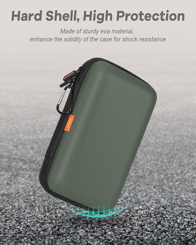 Large Classic Army-Green Case - Hard Shell Electronic Organizer Travel Carrying Case - Shockproof Electronic Accessories Storage Pouch Bag for Game Drive, Hard Disk, Power Bank, Charger - Image 6