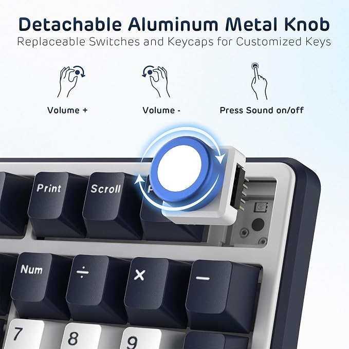 RK ROYAL KLUDGE X104 Wired Full Size Mechanical Gaming Keyboard, Metal Knob | Creamy Keyboard with Number Pad,104 Keys RGB Computer Keyboard Hot Swappable Linear Switch, Online Software for Wins/Mac - Image 3
