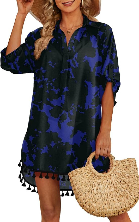 Yincro Women Swimsuit Cover Up Shirt 2026 Tassel Beach Bathing Suit for Swimwear Bikini Dress by YINCRO