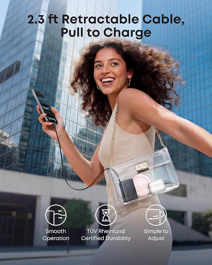 Anker Nano Power Bank, 45W 10,000mAh Portable Charger, iPhone Battery Pack | Built-In Retractable USB-C Cable, for iPhone 17 / 16 Series, iPad, Galaxy, Pixel, and More, Compact Travel Design - Image 5