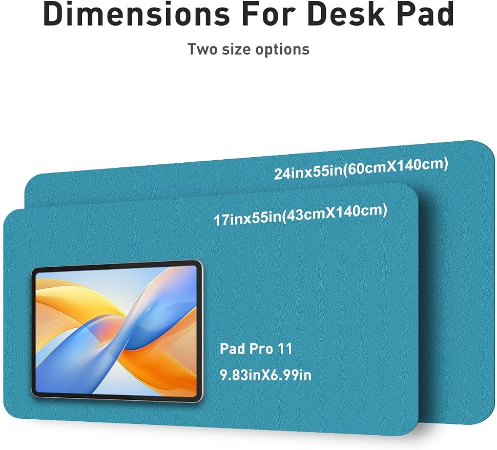 Aothia Faux Leather Desk Mat - Non-Slip PU Leather Desk Blotter, Waterproof Writing Surface, Large Desk Pad for Office & Home (Turquoise, 55" x 17") - Image 5