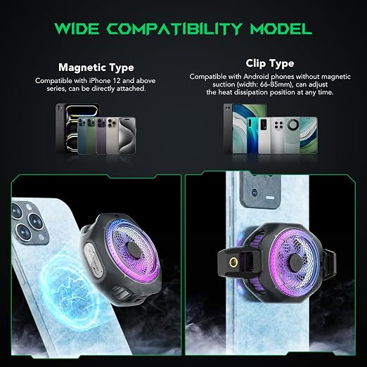 Black Shark Magnetic Cell Phone Cooler 4Pro, Portable RGB Cooling Fan, Cellphone Radiator with Removable Grip, App-Controlled Smart Temperature Control for iPhone MagSafe Series/Android/Tablet/iPad - Image 3