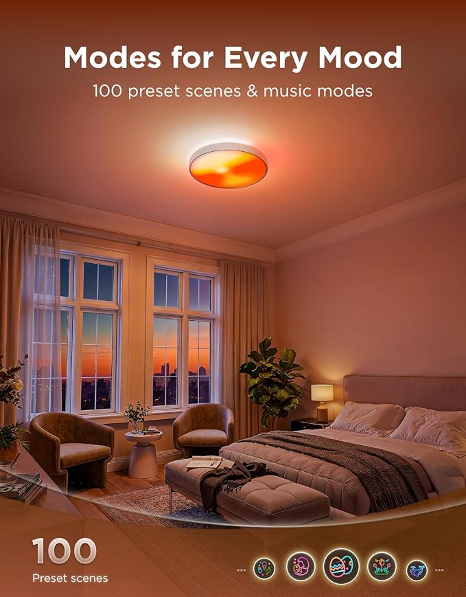 Govee Ceiling Light Ultra 21 Inch, 5000LM Smart Flush Mount Ceiling Light | DIY Ceiling Canvas for Living Room, Bedroom & Game Room, Compatible with Matter & Alexa, RGBIC & Tunable White 2700K-6500K - Image 7