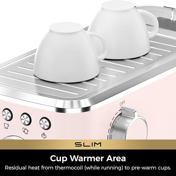 CHULUX Slim Espresso Machine with Milk Frother for Home Cappuccino, Pink | Precise Pressure Gauge, Food-Grade Materials, 20 Bar Italian Pump, Professional Temperature Control System, Stainless Steel - Image 6